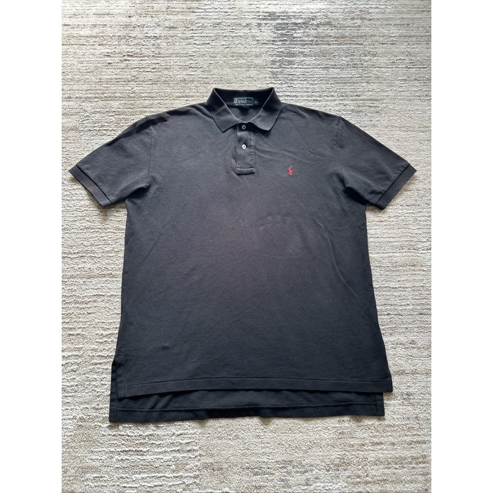 Polo by Ralph Lauren Polo Shirt Men L Black Red Pony Logo Classic Preppy Casual